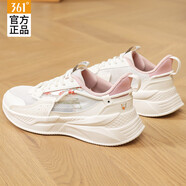 361°女鞋運動(dòng)鞋女夏季休閑鞋新款網(wǎng)面輕便透氣跑步鞋軟底旅游鞋子女 羽毛白/淡桃粉-6 37