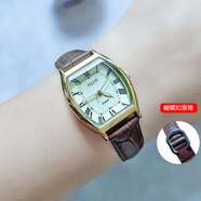 聚利時(shí)邢菲同款復古休閑皮帶小眾酒桶手表女士學(xué)生考試石英情侶表JA-703 小酒桶金殼女款【升級蝴蝶扣】 +原裝禮盒+鏡子+電子2