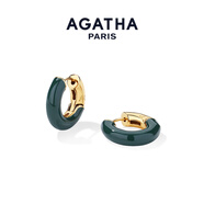AGATHA/璦嘉莎 法式里奧琺瑯耳環(huán)女士 生日禮物送女友閨蜜高級感耳飾 【新品】冷杉綠