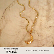 希臘進(jìn)口Hermina Athens白百何同款復古小眾月亮金幣吊墜項鏈禮物 月牙+美杜莎鏈