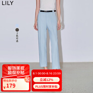 LILY秋新款女裝通勤都市氣質設計感顯瘦小直筒九分西裝休閑褲 401藍色 L