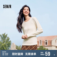 森馬（Semir）長(zhǎng)袖T恤女吸濕發(fā)熱抗菌緊身內(nèi)搭2024圓領(lǐng)抓絨套頭衫109724101007