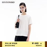 IIIVIVINIKO2024夏季新款“印度長絨棉”簡約圓領(lǐng)純色短袖T恤女 本白 S