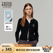 Teenie Weenie小熊針織開衫2025年春夏新款學院風高智感圓領毛衣外套女空調衫 黑色 XS