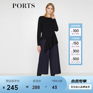 PORTSPorts寶姿女裝 新品不規(guī)則下擺純色長袖毛衣LV9K418DXF003 黑色 S