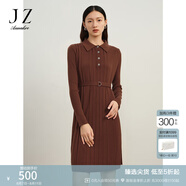 玖姿·安娜蔻法式復(fù)古收腰羊毛針織毛衫連衣裙女冬款 棕色 L