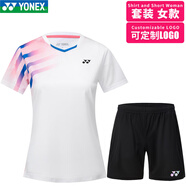 YONEX尤尼克斯yy羽毛球服刺繡速干透氣俱樂部團購套裝比賽團隊110498 女套裝 YOBC3125 白色+8068 刺繡 XL 尤尼克斯尺碼 O碼