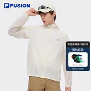 斐樂（FILA）FUSION斐樂潮牌梭織外套男子女子2025夏新款時尚休閑防曬連帽上衣 茉莉白-IV L