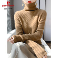 皮爾卡丹（pierre cardin）大堆堆領(lǐng)長(cháng)袖女毛衣2025冬季新款高領(lǐng)內搭加厚毛衫百搭打底衫 金駝色 S