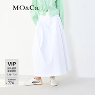 MO&Co.中高腰長款壓褶寬松A字半身裙傘裙(附腰帶)設(shè)計感裙子摩安珂 本白色 M 165
