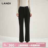 藍(lán)地（LANDI）黑色修身顯瘦氣質(zhì)高腰微喇褲女舒適休閑長褲冬新品 黑色 S