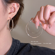 清晨的星星2025新款爆款圈圈耳環(huán)女高級感耳釘氣質(zhì)素圈耳飾個(gè)性夸張耳圈耳墜 銀色-中號36mm【925銀針】