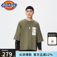 dickies【商場(chǎng)同款】寬松版型假兩件式長(zhǎng)袖T恤 休閑運(yùn)動(dòng)上衣10984 軍綠色 XL