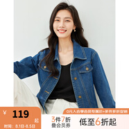 梵希蔓高腰茄克復古牛仔夾克外套女2025春秋新款寬松百搭開衫上衣 70672 牛仔藍 S