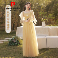 皮爾卡丹（PIERRE CARDIN）森系伴娘服2025新款秋季仙氣質(zhì)婚禮姐妹團(tuán)禮服裙女畢業(yè)小眾高級(jí)感 香檳色C長(zhǎng)款 XS