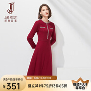 經(jīng)典故事（JANE STORY）名媛小香風(fēng)羊毛連衣裙女早春2024新款高端設(shè)計(jì)感打底呢子中長裙 C05 暗紅色 2XL