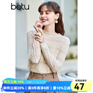 百圖（betu）betu百圖女裝長(zhǎng)袖雪紡衫春秋上衣小心機(jī)優(yōu)雅名媛風(fēng)蕾絲衫2101T20 杏色 L
