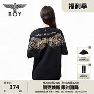 BOY LONDON春夏情侶款寬松燙金潮流休閑短袖T恤N01811 黑色 XL