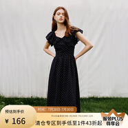 范思藍(lán)恩黑色波點(diǎn)顯瘦飛飛袖連衣裙女2024夏季新款小黑裙子12919 黑白波點(diǎn) L