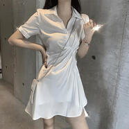 康美詩微胖女孩教師職場上班族大胸妹子穿搭短發(fā)衣服搭配肥mm洋氣連衣裙 白色 白色 XL 大碼