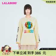拉拉波波【設計師潮牌】春新款笑臉字母刺繡純棉長袖T恤女LBCC-WSDT23 米色 S