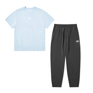 茵寶（Umbro）新款夏季跑步健身套裝馬拉松訓(xùn)練服男女足球風(fēng)運動套裝3 微風(fēng)藍+泥丸灰 2XL