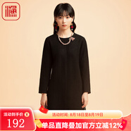 漁（FC SG）漁牌女裝2022新款秋冬裝針織毛呢繡花休閑收腰套頭連衣裙FGED0048 黑 S