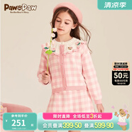 PawinPaw卡通小熊童裝秋冬新品女童甜美荷葉邊針織套裝裙淑女 粉紅色Pink/25批次不同 150