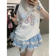 亞文化上衣鉚釘半身裙搖滾蕾絲蛋糕裙原宿y2k千禧辣妹蓬蓬半身裙 水藍色蕾絲柳釘裙 均碼