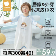 貝肽斯寶寶衣服春夏季薄款純棉嬰兒睡衣防踢被家居空調(diào)兒童睡裙連體衣