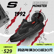 斯凱奇（Skechers）男鞋復古運動(dòng)鞋拼接綁帶低幫跑步鞋戶(hù)外休閑鞋黑武士輕便運動(dòng)鞋 BBK全黑色 39.5 (250mm)