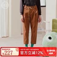 非魚（nononfish）非魚秋冬新款斜紋棉牛仔女裝褲子復(fù)古時尚刺繡女褲 駝啡 M