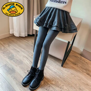 G.DUCKKIDS小黃鴨女童打底褲裙褲秋冬外穿洋氣新款女孩大童韓版假兩件褲裙兒 灰色 假兩件裙褲 150 cm