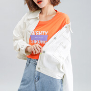 妹丫2025秋季新款小香美拉德風衣夾克女寬松小個子牛仔短外套上衣潮 白色 S
