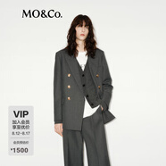 MO&Co.西裝綿羊毛精紡平駁領(lǐng)寬肩H型外套 深花灰色 L 170