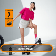 Monster Guardians運(yùn)動(dòng)短袖女 寬松百搭圓領(lǐng)短款小落肩亮色T恤 Magenta 洋紅色 M