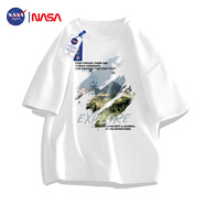 NASA GISS官方潮牌聯(lián)名t恤男純棉潮流日系寬松圓領(lǐng)印花學(xué)生短袖 白色 2XL 