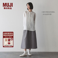 無印良品（MUJI）女式 漢麻棉輕便長裙 長半身裙女裙子 25年夏季女裝 BE1VBC5S 灰色條紋 M （160/66A）