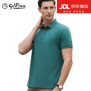 金利來（GOLDLION）桑蠶絲短袖T恤男春夏季Polo男商務(wù)短袖T恤男休閑易打理翻領(lǐng)體恤男 雅草綠 M 170/88A 95-120斤