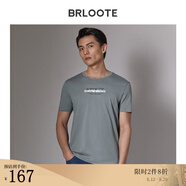 Brloote/巴魯特短袖T恤男棉時(shí)尚休閑上衣夏季圓領(lǐng)印花體恤衫 灰綠 165/88A