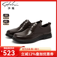 沙馳（SATCHI）正裝牛津鞋男新款休閑皮鞋通勤職業(yè)風(fēng)系帶單鞋黑色軟皮鞋男鞋 深咖(49TJB389900) 單層 39 （比運(yùn)動鞋偏大一碼）