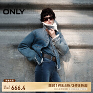 ONLY春夏復(fù)古帥氣毛絨拼接領(lǐng)口保暖牛仔外套女|124354012 J33 復(fù)古350牛仔洗水 常規(guī) XS (155) 76A