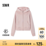 森馬（Semir）外套女短款插肩袖小個子潮2024冬季加絨緊身連帽夾克109724108015