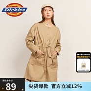 dickies連衣裙 寬松工裝長裙 長袖收腰連衣裙 DK010189 米色 L
