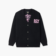 BOY LONDON【絢爛煙火】BOYLONDON秋季提花撞色大V領(lǐng)毛衣針織開衫外套N64004 黑色 XS