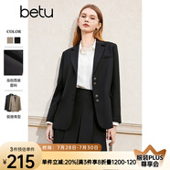 百圖betu女裝春季新款西裝氣質(zhì)小西服外套學(xué)院風(fēng)通勤西服2401T37 黑色 M