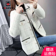 AEMAPE短外套女2025春秋季新款時尚休閑百搭小香風流行短款名媛外套 白色-奢華品質(zhì) XL _115-130