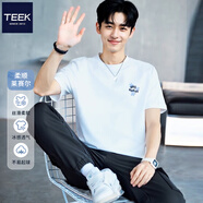 TEEK簡(jiǎn)約百搭短袖男士夏季萊賽爾上衣 學(xué)生休閑體恤2025新款男裝夏裝 HT2277白色 S