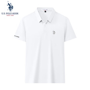 U.S. POLO ASSN.polo衫男短袖夏季休閑T男士t恤抗皺冰絲彈力上衣父親節(jié) 白色 M