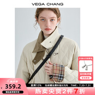 VEGA CHANG飛機(jī)扣棉衣女2025冬新款方領(lǐng)拼接菱格棉服外套ins潮 奶油米 XS